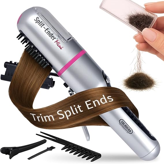 Split Ender Mini Original Cordless Split End Hair Trimmer for Dry, Damaged, Brittle, Broken, Curly, Frizzy, or Straight Hair Battery Operated (3 AAA) At Home Hair Care & Styling Tool Pink