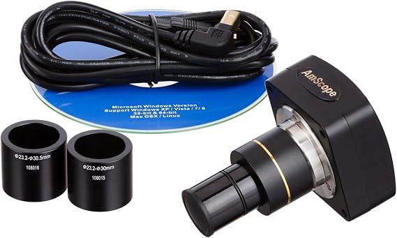 AmScope MU800-CK 8.0 MP USB2.0 Microscope Digital Camera + Calibration | 8.0MP CMOS Sensor USB 2.0 Connectivity