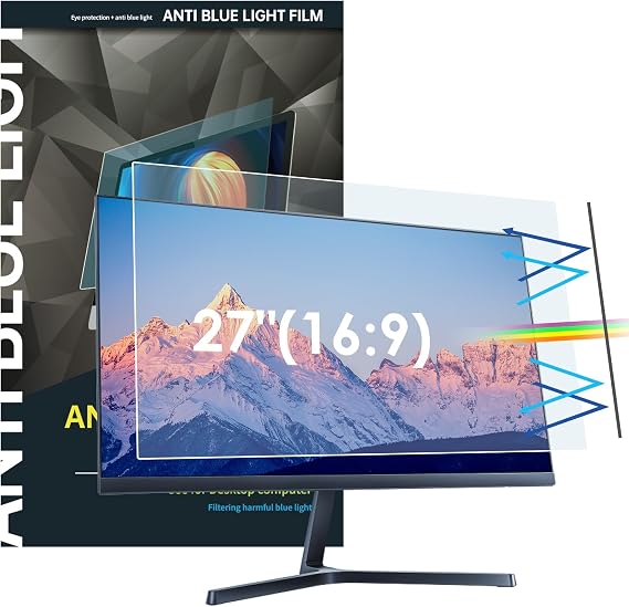 LAMA 27 Inch Blue Light Blocking Screen Protector, WxH: 598mm x 337mm, 16:9, Universal Computer Monitor Screen Filter, Anti Blue Light, Anti Glare, Anti-UV, Eye Protection, Reduce Eye Strain