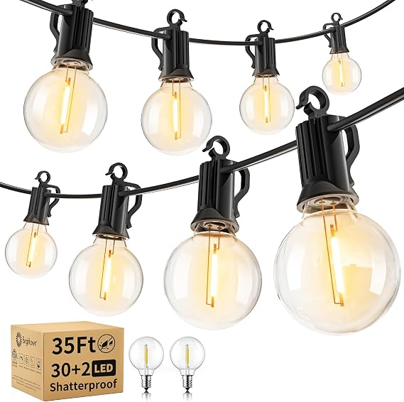 Brightown Outdoor String Lights, 35FT with 30 Bulbs, Waterproof Connectable