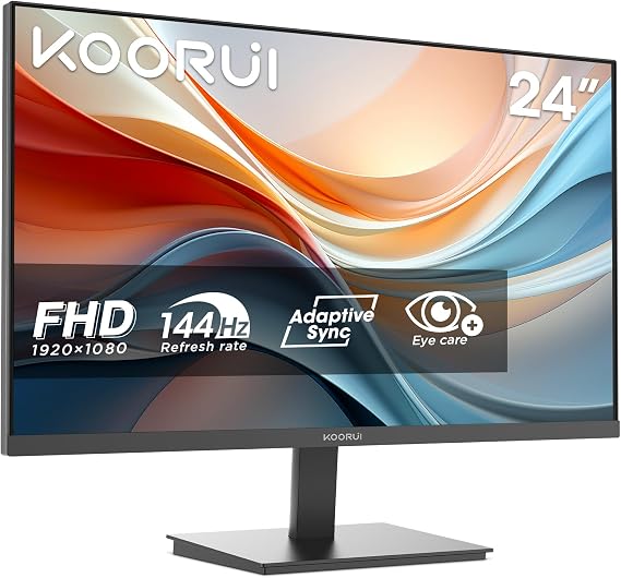 KOORUI E2412K 24 Inch FHD Monitor, Gaming 144Hz, Adaptive Sync, Eye Care