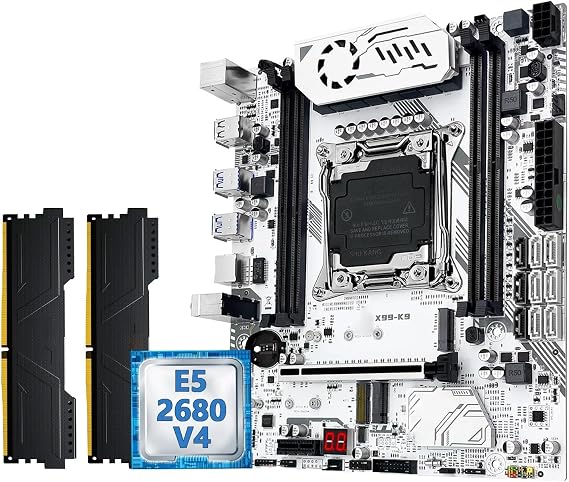 Motherboard Combo Fit for Machinist Upgrade X99 Motherboard Kit LGA 2011-3 Xeon E5 2680 V4 CPU and 16GB DDR4 RAM NVME M.2 TPM .0 Interface(Motherboards)