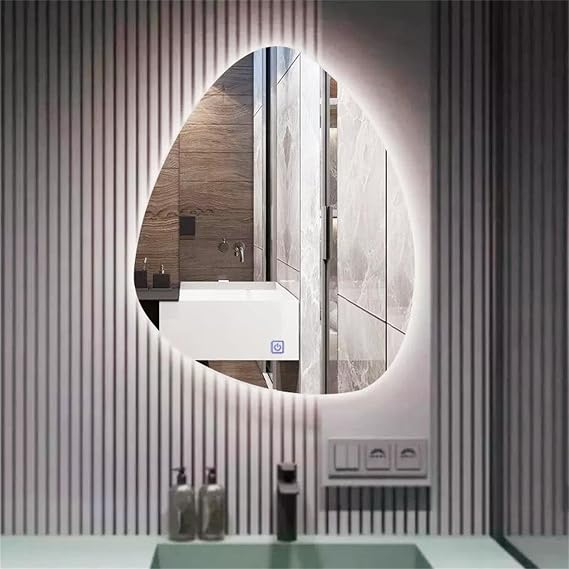 Irregular-shape LED Bathroom Mirror with Lights Vanity Mirror with Touch Lights Wall Mounted Mirror for 3Colors Dimmable Anti-Fog Memory Light up Mirror Lighted Makeup Wall Mirror,20"x28"/50x70cm