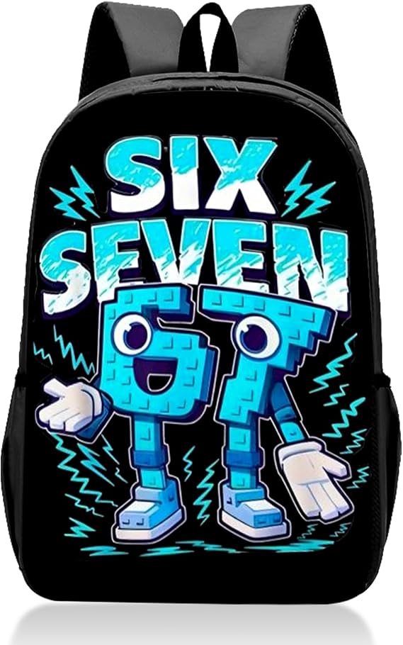 Brainrot Backpack School Bag Kids- 67 Backpack Students Schoolbag Blue Anime Toddler Rucksack Lightweight High Capacity Travel Funny Cool Neon Book Bags Gift for Primary Boys Girls Teen Children