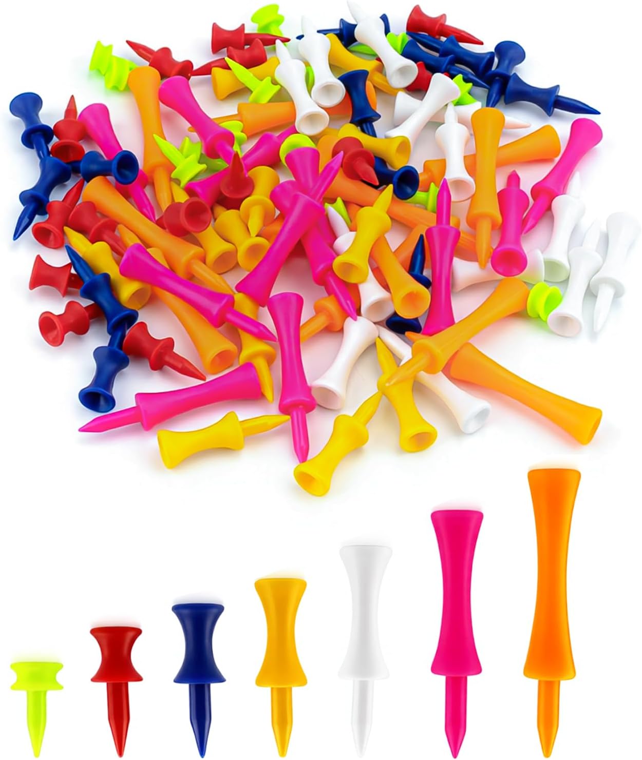 84 Pieces Golf Tees Plastic Tees Golf Tees Reusable Unbreakable Plastic Golf Tee Driver Set Gift for Golfers or Family