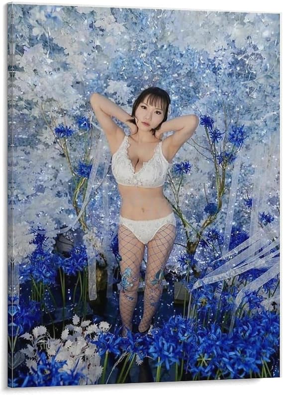 Asian Hot Girl Poster Canvas Wall Art Sexy Girl in Bikini Stockings on Bed Wallpaper Room Decor Dining Room Decor, Bedroom Art, Wall Decor Living Room,Frameless 12x16inch