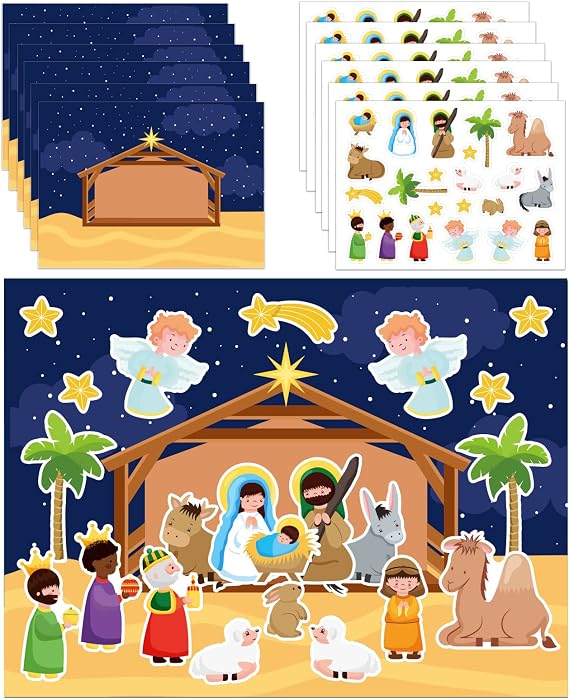 FLYAB Nativity Stickers 12pcs Make a Nativity Scene Stickers Christian