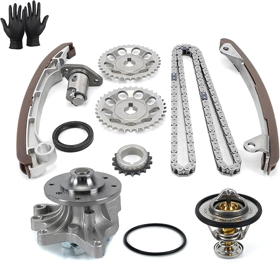 MPLUS Engine Timing Chain Kit & Water Pump & Thermostat fits For Pontiac 2003-2006 Vibe 1.8L, For Toyota 2000-2002 Celica 1.8L, 2004-2005 Celica 1.8L, 2005 Corolla 1.8L, 2003-2005 Matrix 1.8L