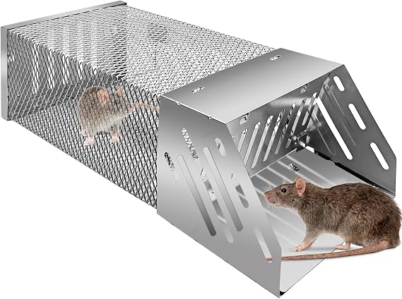 Humane Rat Trap, Automatic Cycle Mouse Trap, No Kill Live Mouse Catch, Mice Trap Cage for Indoor and Outdoor Small Animal - Mouse Voles Hamsters Live Cage Catch and Release Rat Trap B