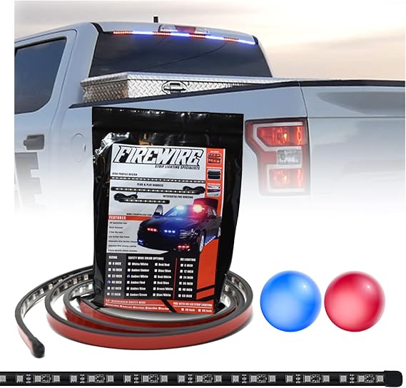 Firewire LEDs Emergency Truck Lighting Kit | Vehicle Safety Back Window or Under Tailgate LED Kit with Controller | 49" Inch Strobe Light