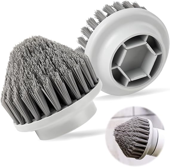 Pack of 2 Replacement Brush Heads for Synoshi Cleaning Device, Taper Brush Heads + Flat Brush, Electric Cleaning Brush for Synoshi Power Spin, Perfect
