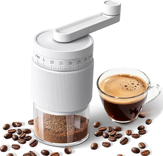 Manual Coffee Grinder with 35 External Adjustable Settings, Portable Hand Coffee Bean Grinder with Ceramic Burr and 30g Capacity for Aeropress, Espresso, Pour Over, French Press, Moka pots | Hand Coffee Grinder for Espresso, French Press, Aeropress & Travel, 30 g Capacity