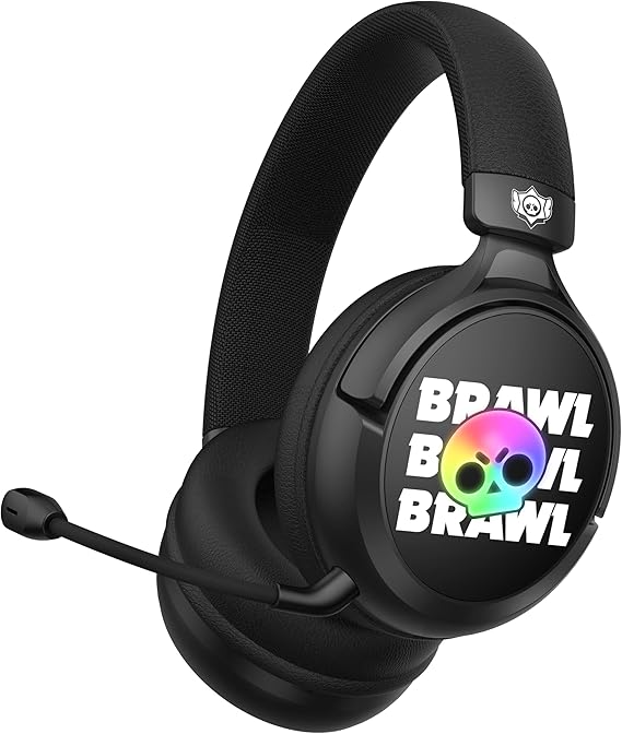 SUBSONIC - Brawl Stars Gaming Headset with Microphone. Officially Licensed Gaming Headset, Compatible with Consoles, PCs, Tablets, and Smartphones (Brawl Stars Brawl Wireless Black)
