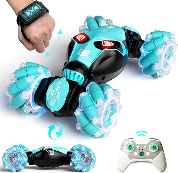 Remote Control Car Gesture Sensor RC Stunt Cars Toys Gifts for Kids | 2.4GHz 4WD Rc Car, Double Sided, 360 Flips Off Road Vehicle, Toy with Lights/Music