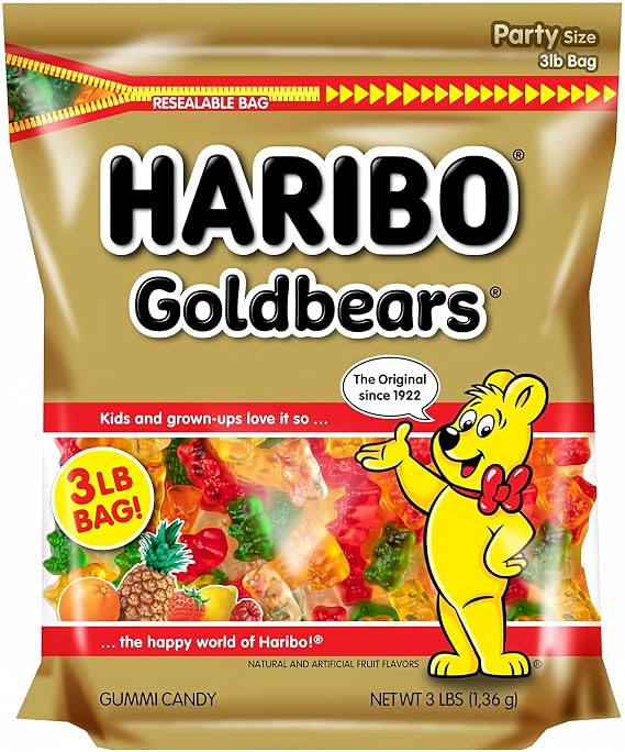 HARIBO Goldbears Fruity Gummy Candy, 3 lb. Resealable Bag
