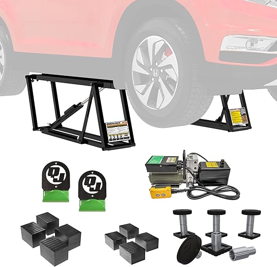 QuickJack Bundle - 7000TL Portable Car Lift, Includes Truck Adapters & Wall Hangers, ALI Certified, 110V Power Unit, Truck Lift for Garage & Shop, (7,000 lbs. Capacity)
