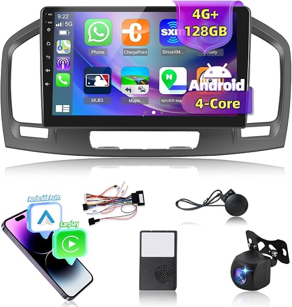 [4+128G] Upgrade Radio for Buick Regal 2009-2013 & for Opel Insignia 2008-2013: 9 inch Android Incell Touchscreen Stereo - Wireless Carplay and Android Auto, 5G/WiFi, GPS, BT 5.0 + Backup Camera
