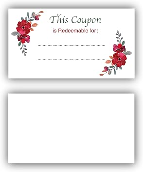 Gift Coupon Cards 3.5x2 Inch (100 Pack) DIY Gift Certificates & Vouchers for Holidays, Employee Rewards, Business Promotions Blank Thick Paper with Space to Personalize