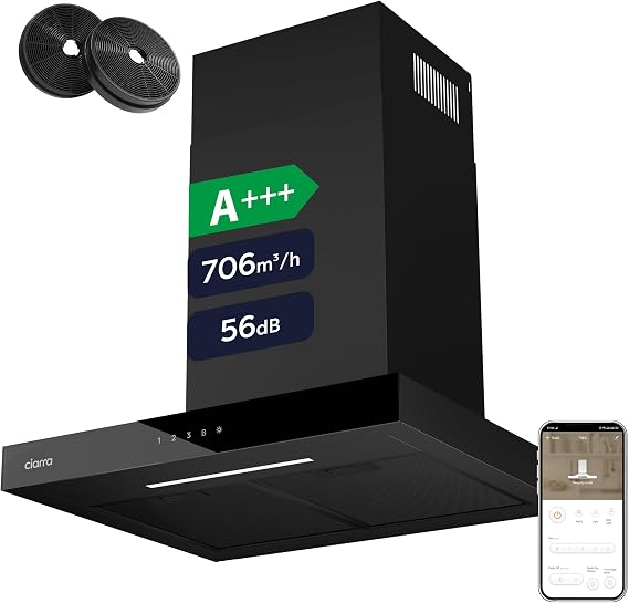 CIARRA CBCB6102 A+++ cooker hood 60 cm 706 m³/h Wi-Fi App SensorTouch [Energy Class A+++]