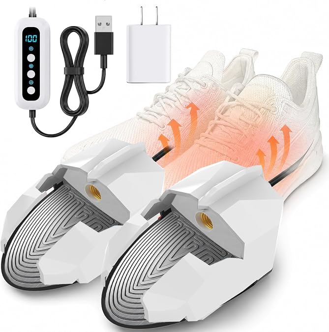 Shoe Dryer and Deodorizer, Boot Warmer & Mute Mode Heating Moisture Remover, Portable Boot Dryer, Fast Drying for Smelly Shoes, Gym Shoes, Athletic Footwear(US Sizes 5-14) Travel Reduce Odors Solution