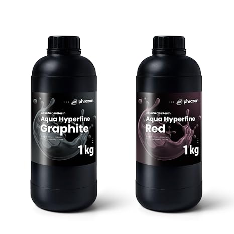 phrozen Aqua Hyperfine Photopolymer Resin (Graphite Bundle with Red, 1KG Each), High-Resolution 3D Printing for 9K, 12K & Higher LCD Printers