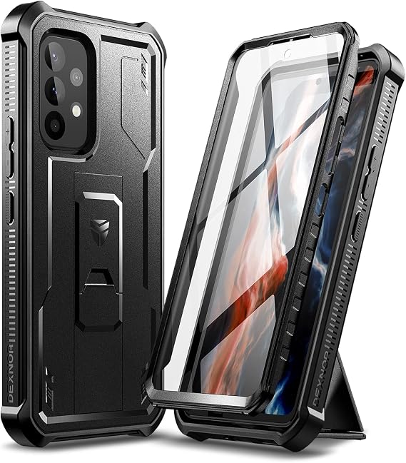 Dexnor Samsung Galaxy A53 5G Case, [Built in Screen Protector & Kickstand] Military Grade Shockproof Protection for Samsung Galaxy A53 5G - Black
