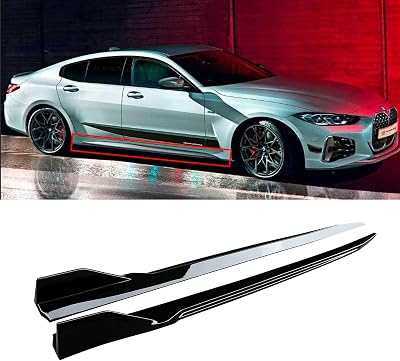 NINTE Side Skirts for 2021 2022 2023 BMW 4 Series G22 G23 G26 3D Racing Style Gloss Black Painted Extension Panel Splitter Body Kit Lip