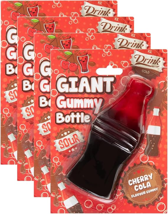 Giant Gummy Bottle 90g x Pack of 4 - Cherry Cola - an Amazing Christmas Treat - Makes a Great Christtmas Gift