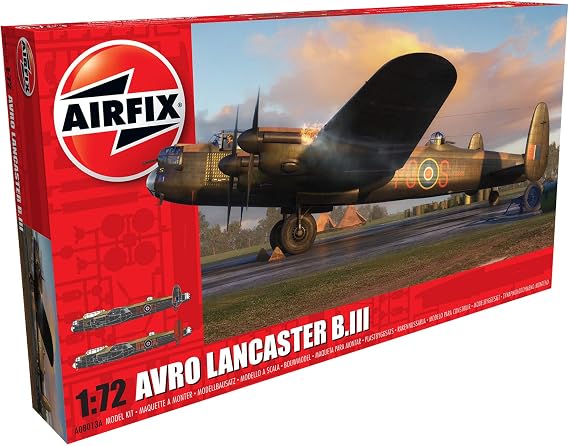 Airfix Model Set - A08013A Avro Lancaster B.III Model Building Kit - Plastic Model Plane Kits for Adults & Children 8+, Set Includes Sprues & Decals - 1:72 Scale Model | Model Building Kit, Plastic Plane Kits for Adults & Children 8+, Set Includes Sprues & Decals, 1:72 Scale
