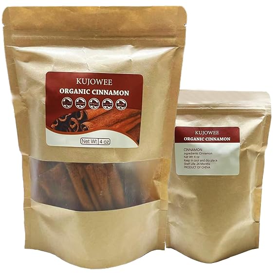 Kujowee 100% Natural Non GMO Cinnamon Sticks in Bulk 2-3 Inches Long With Strong Aroma Suitable for Beverage Baking and Cooking (4 oz)