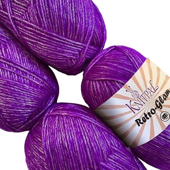Retro-Glam DK Metallic Yarn, 4-Pack (1280Yds/400G), Royal Purple