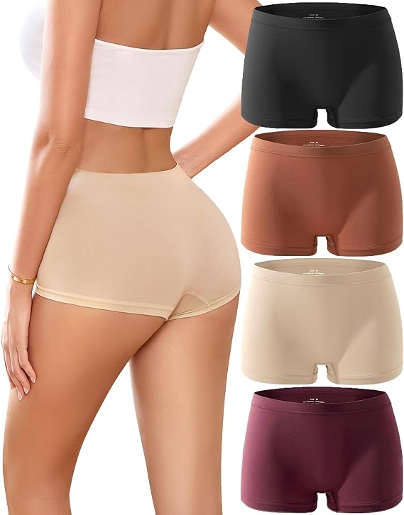 ALL OF SHE Boy Shorts Underwear for Women Full Coverage Boxer Briefs Soft Seamless Panties Lingerie Under Dress Booty Shorts