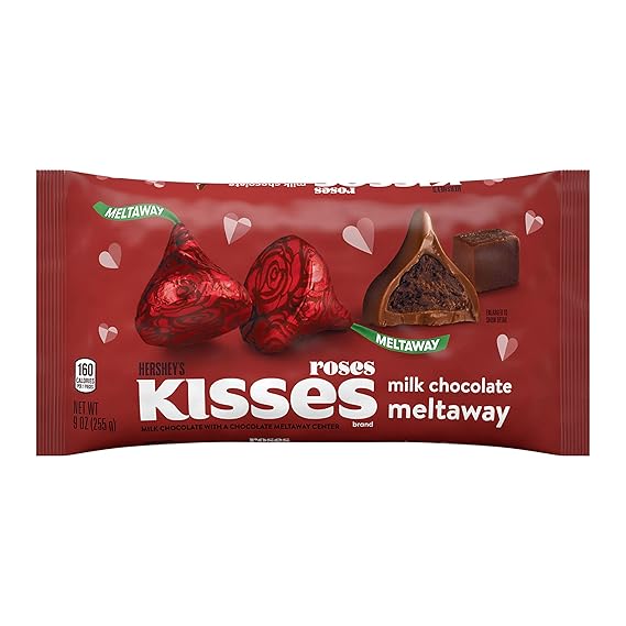 HERSHEY'S KISSES Milk Chocolate Meltaway, Valentine's Day Candy Bag, 9 oz