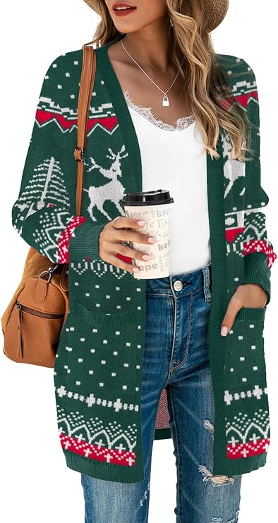 TASAMO Cardigan Sweaters for Women Long Sleeve Open Front Casual Knit Fall Coat Oversized Soft Outwear with Pockets