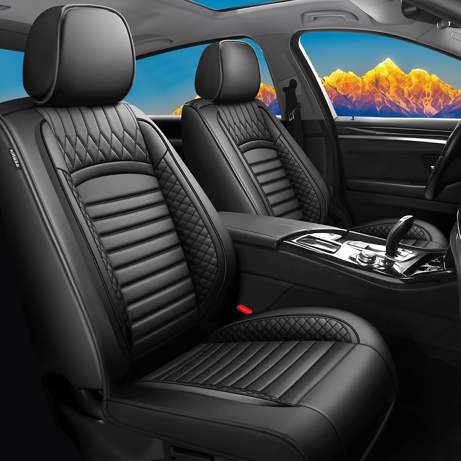 Car Seat Covers Compatible with Nissan Rogue 2010-2025. Waterproof & Breathable Leather. Compatible with Airbag & Easy to Install. All - Weather Seat Cushion ProtectorFull Set, Black
