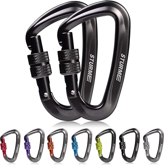 12kN (2697 lbs) Heavy Duty Locking Carabiner Clips for Outdoor, Camping, Hiking, Securing Pets, Hammock, Dog Leash Harness