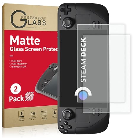 Ambison 2 Pack Matte Glass Screen Protector for Steam Deck 7.0''/Steam Deck OLED 7.4'', Anti Glare & Anti Fingerprint, High Sensitivity, 9H Tempered Glass Film, Scratch Resistant, Bubble Free
