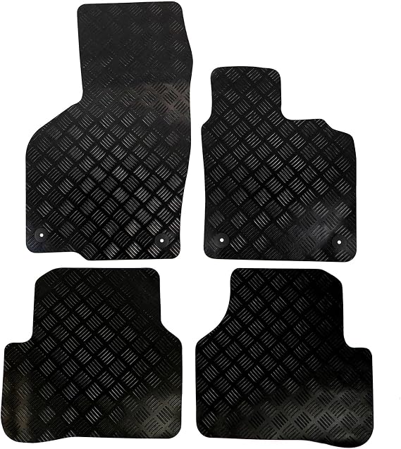 Custom Fit Black Replacement Car Floor Mats for VW Passat B6/B7 2005-2015 | 4 Piece Set with Round Clips (Heavy Duty Rubber)