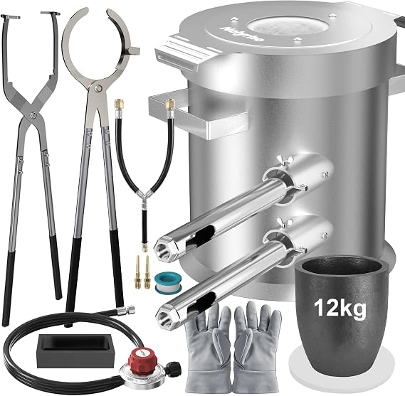 Nelyrho 12KG Large Smelting Furnace Kit, 2500F Stainless Steel Smelter