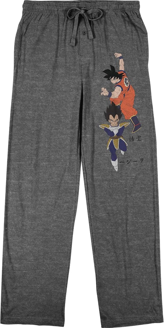 Dragon Ball Z Goku & Vegeta Adult Gray Heather Quick Turn Sleep Pajama Pants