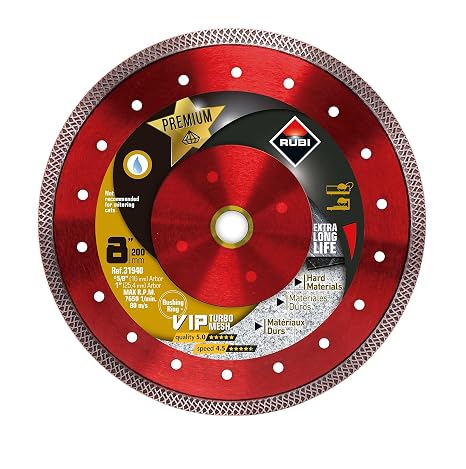 Rubi Tools 8"" VIP Premium Wet Diamond Blade, Red