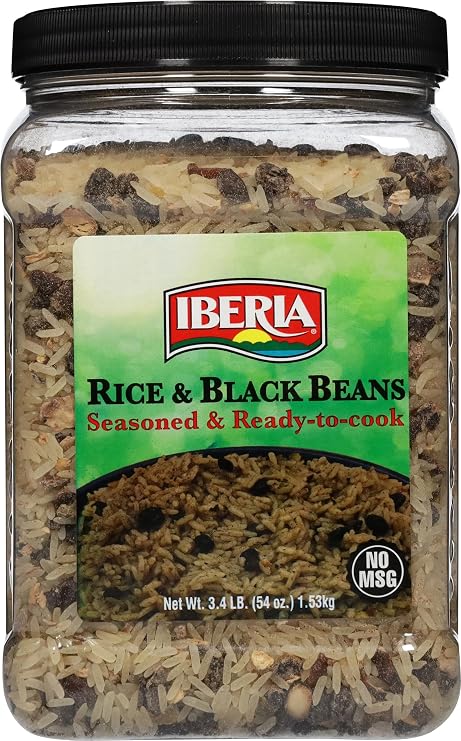 Iberia Rice & Black Beans, 3.4 lb., Completely Seasoned & Ready to Cook, Nutritious & Delicious Rice and Beans
