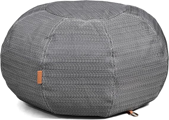 Big Joe Lux Patio Pouf, Black and White Chevron Premium Vinyl Mesh, Durable UV Protected Polyester Blend