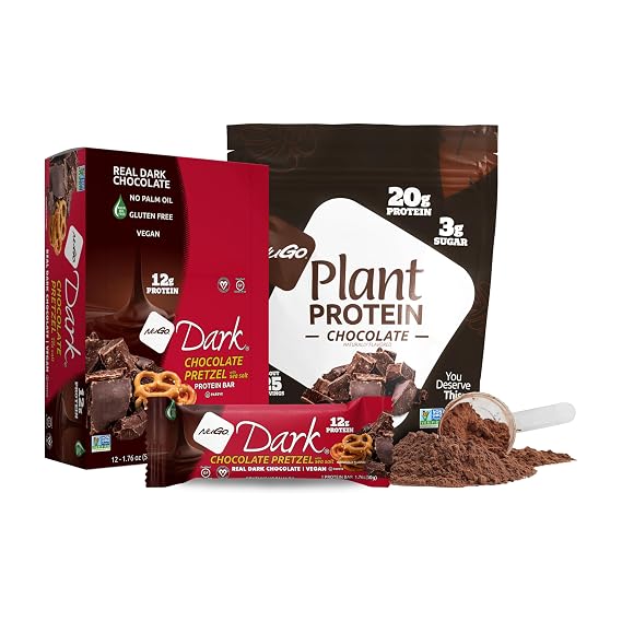 NuGo Dark Chocolate Pretzel Protein Bars & Chocolate Protein Powder