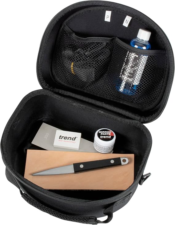 Trend Complete Sharpening Set: 6 Inch Diamond Bench Stone, Tapered File, Leather Strop, Lapping Fluid, Mirror Paste, Cleaning Block & Storage Case, DWS/KIT/K