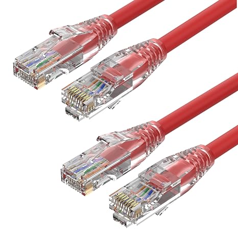 1 Foot Cat6 Patch Cables 2 Pack, Solid Pure Copper Patch Cord, Cat 6 Ethernet Cable, UTP Network, High Speed RJ45 Internet Cable, Compatible for PC, PS4/5, Xbox, Routers, Switches, Servers - Red