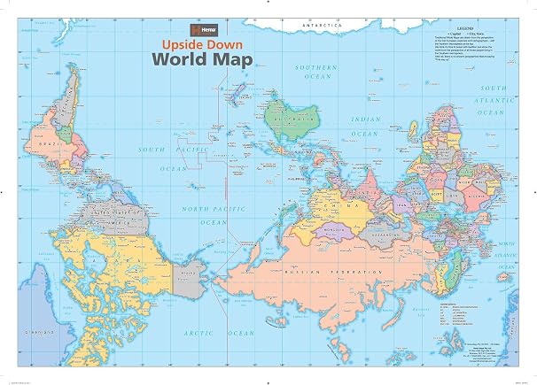 Upside Down World Wall Map - 33.25" x 23.5"