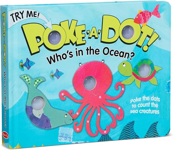 Melissa & Doug Poke-a-Dot! Whos in the Ocean? Interactive Children's Board Book with Buttons to Pop, Educational Sensory Toy for Toddlers & Preschoolers Ages 3+ FSC Certified