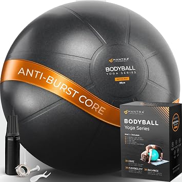 MANTRA SPORTS Exercise Ball Yoga Ball for Pilates & Fitness - Birthing for Pregnancy, Stability, Core, Balance, Therapy for Physical Rehab, Workout for Home Gym & Office Chair, Fast Pump Included