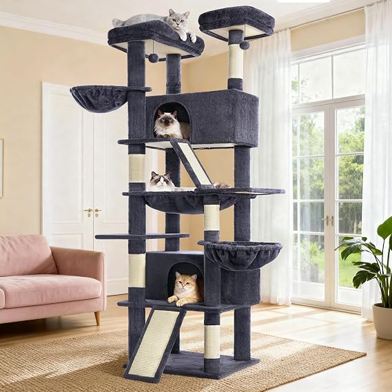 ABCPET 82" Tall Heavy-Duty Multi-Level Large Cat Tree Tower, Dark Grey